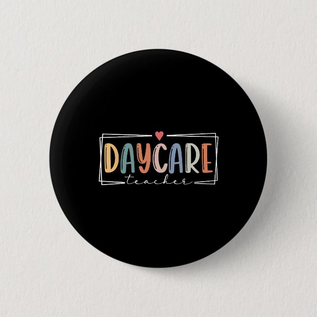 Retro Tagesmutter Lehrer Zurück zur Schule  Button (Vorderseite)
