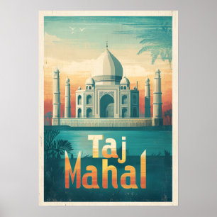 Retro-Taj-Mahal-Indien-Reiseposter Poster