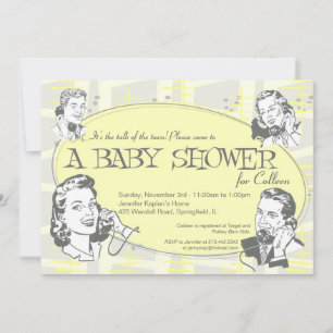 Retro-Talk der Town Baby Shower Einladung