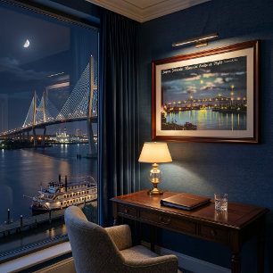 Retro Talmadge Bridge Nacht Savannah GA Poster