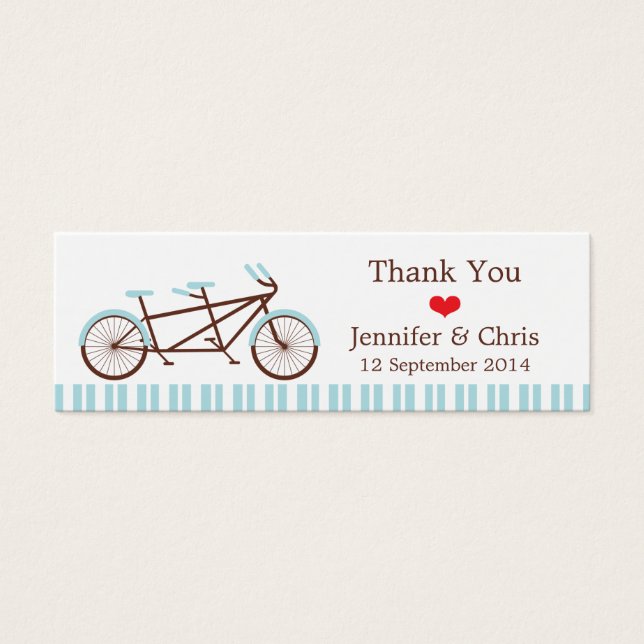 Retro Tandem Bicycle Blue & White Striping Wedding (Vorderseite)