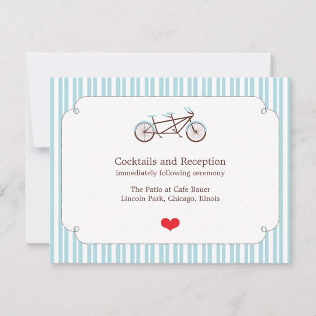 Retro Tandem Bicycle Blue & White Striping Wedding (Vorderseite)