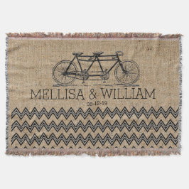 Retro Tandem Bicycle Zickzack Burlap Wedding Gesch Decke