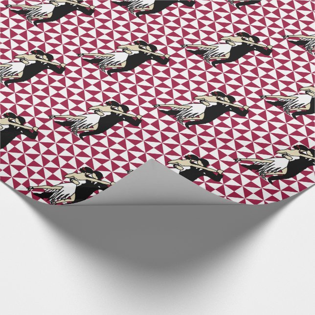 Retro Tango Dancers Burgundy und White Geometric Geschenkpapier (Ecke)