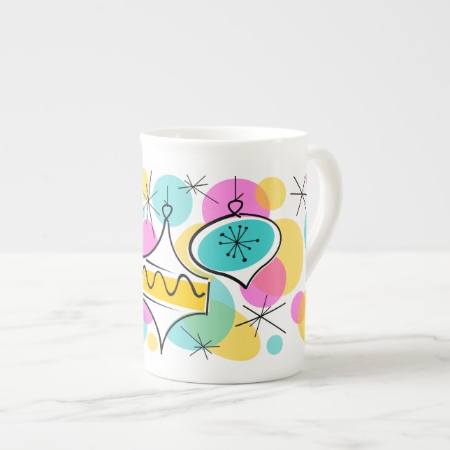 Retro-Tannenbaum-Anhänger-Tasse Bone China Prozellantasse (Vorderseite Rechts)