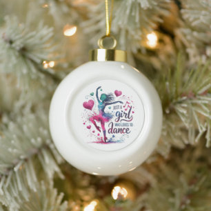 Retro-Tanz Nur ein Mädchen, das gerne tanzt Keramik Kugel-Ornament