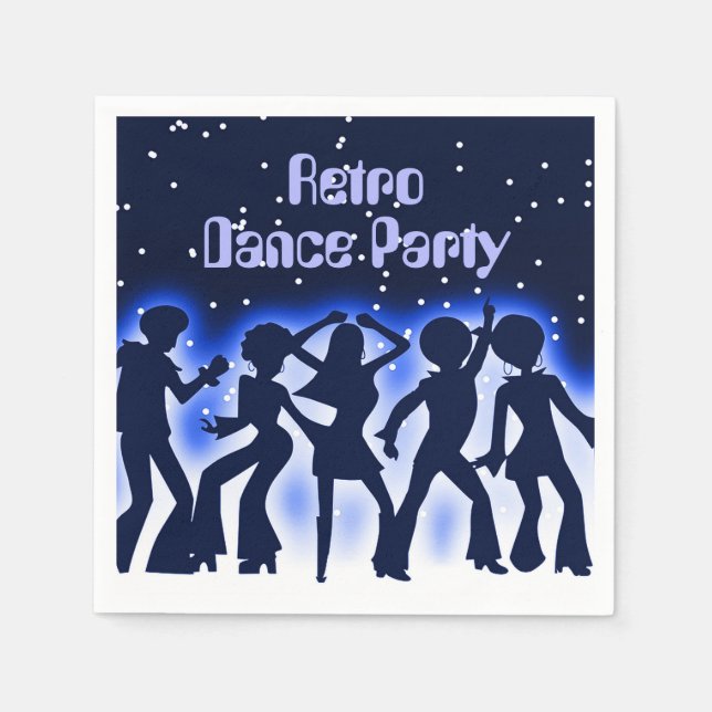 Retro-Tanzparty Blau Serviette (Vorderseite)