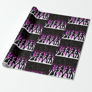 Retro Tanzparty Pink Geschenkpapier