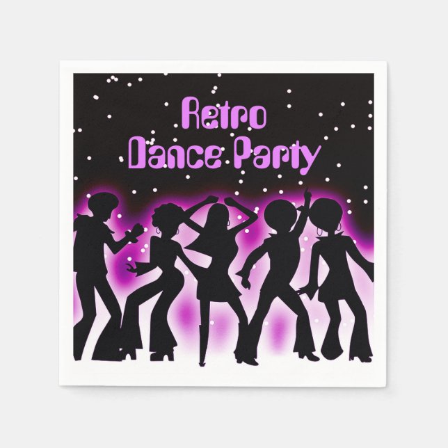 Retro-Tanzparty Pink Serviette (Vorderseite)