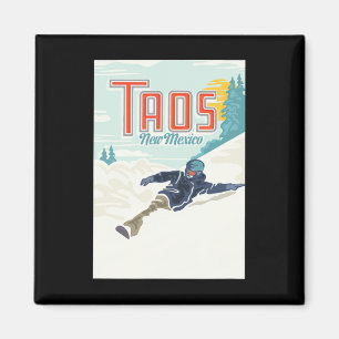 Retro Taos Ski Valley New Mexico Skifahren Snowboa Magnet
