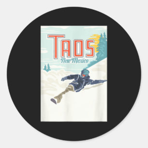 Retro Taos Ski Valley New Mexico Skifahren Snowboa Runder Aufkleber
