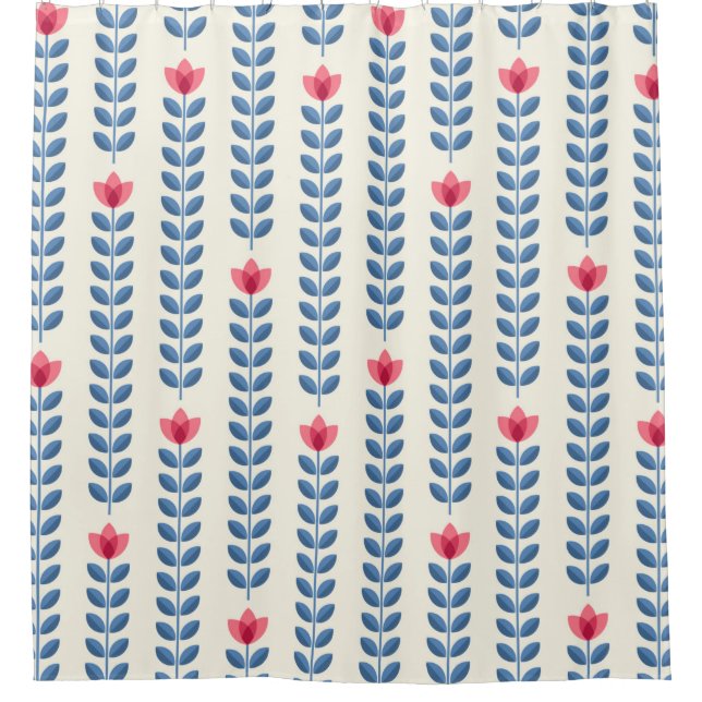 Retro-Tapete - Blumenmuster mit abstraktem Scanner Duschvorhang (Vorderseite)