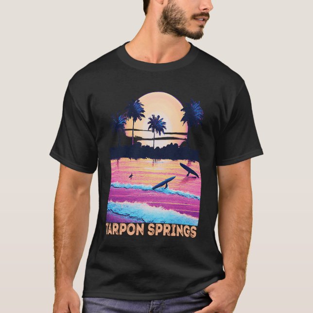 Retro Tarpon Springs Florida Souvenir Surf T-Shirt (Vorderseite)