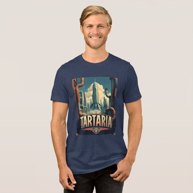 Retro Tartaria Sci-Fi Verschwörung Tri-Blend Shirt (Vorderseite voll)