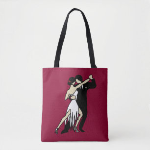 Retro-Tasche mit Burgunder-Tango-Tänzern
