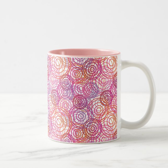 Retro Tasse des rosa Blasenmusters (Rechts)