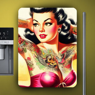 Retro-Tätowierte Pin-Up Magnet