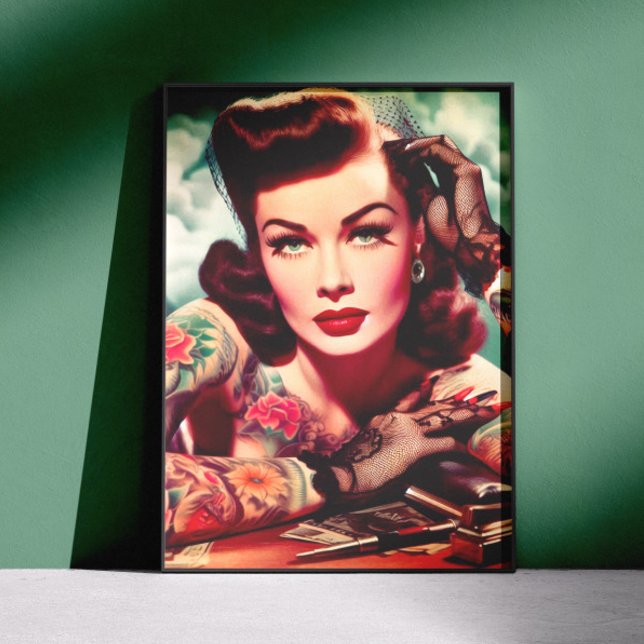 Retro tätowierte Pin-up Poster (Von Creator hochgeladen)