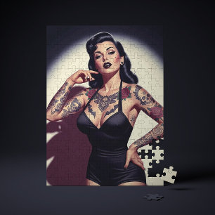 Retro tätowierte Pin-up Puzzle