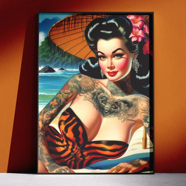 Retro Tattoo Beach Pin-up Poster (Von Creator hochgeladen)