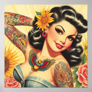Retro Tattoo-Button Poster