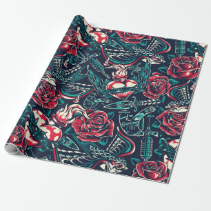 Retro Tattoo Design Geschenkpapier