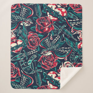 Retro Tattoo Muster Sherpadecke