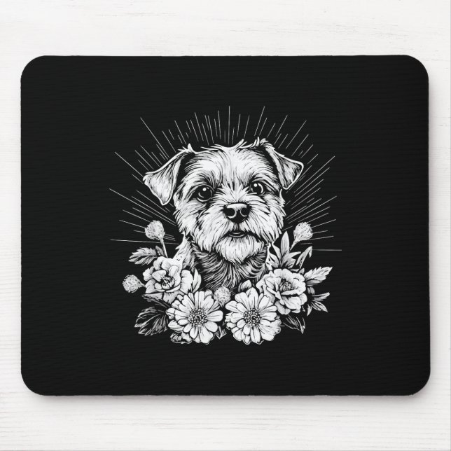 Retro Tattoo Style Border Terrie Dog Lover _1 Mousepad (Vorne)