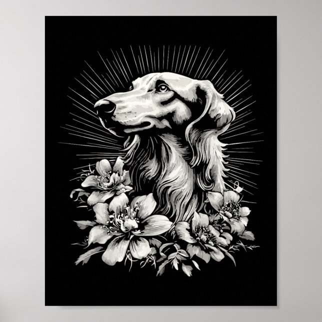 Retro Tattoo Style Borzoi Dog Lover Poster (Vorne)