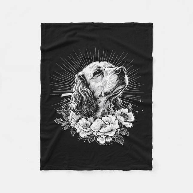 Retro Tattoo Style Er Spaniel Dog Lover _1 Fleecedecke (Vorderseite)