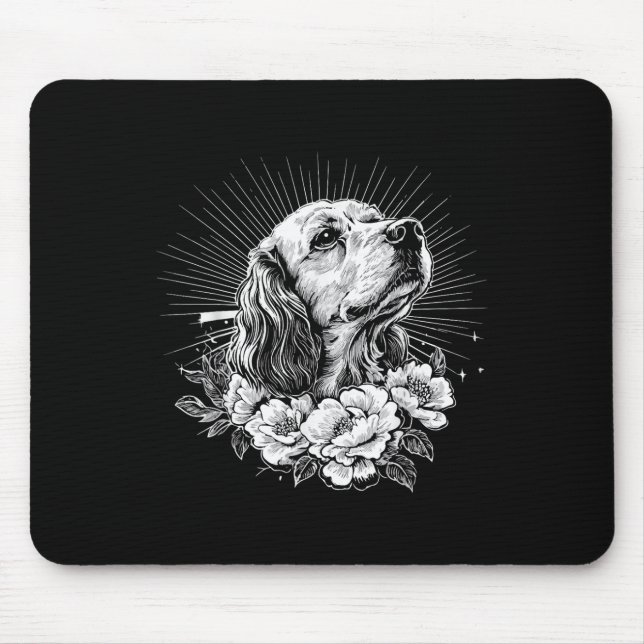 Retro Tattoo Style Er Spaniel Dog Lover _1 Mousepad (Vorne)