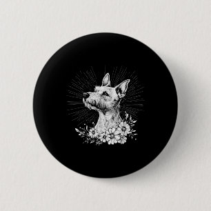 Retro Tattoo Style Fox Terrier Dog Lover Button