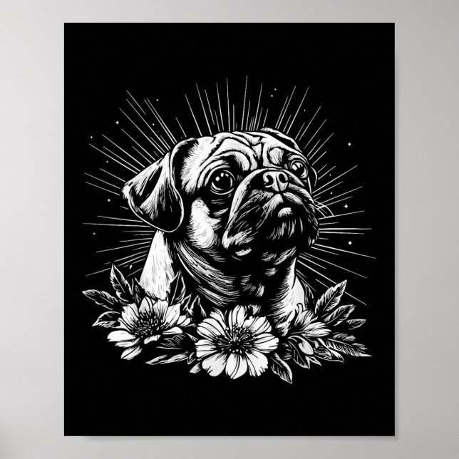 Retro Tattoo Style Mops Lover Dog Poster (Vorne)