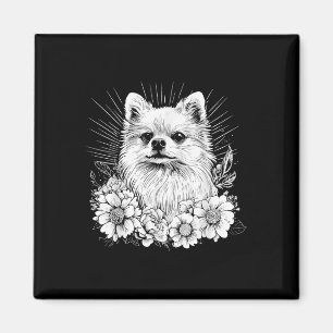 Retro Tattoo Style Spitz Dog Lover Magnet