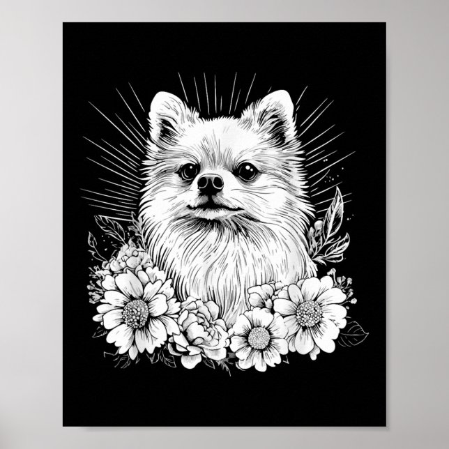 Retro Tattoo Style Spitz Dog Lover Poster (Vorne)