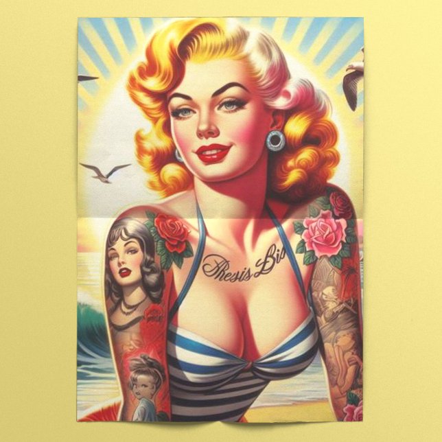 Retro Tattooed Bikini Button-up Seidenpapier (Von Creator hochgeladen)