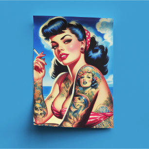 Retro Tattooed Bikini Summer Button up Seidenpapier