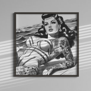 Retro Tattooed Button-up Poster