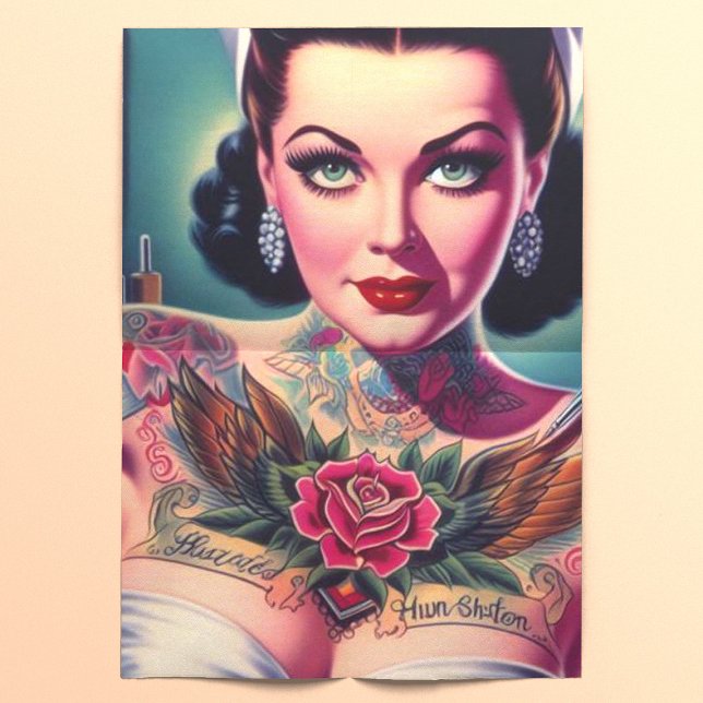 Retro Tattooed Nurse Seidenpapier (Von Creator hochgeladen)
