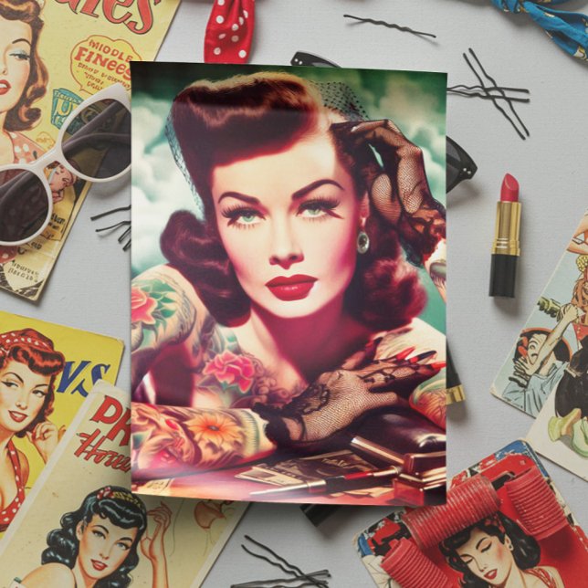 Retro Tattooed Pin-up Seidenpapier (Von Creator hochgeladen)
