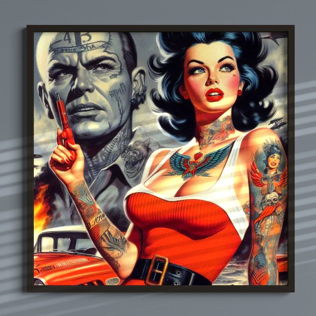 Retro Tattooed Pulp Girl Poster (Von Creator hochgeladen)