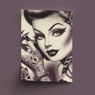 Retro Tattooot Button hoch Seidenpapier