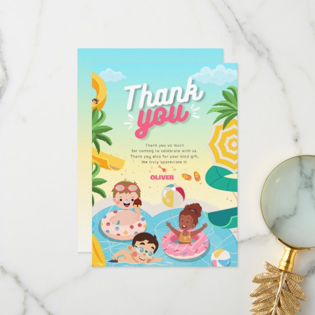 Retro tauchen in 5. Geburtstag Dankeskarte (Vorderseite/Rückseite Beispiel)