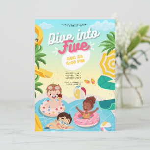 Retro tauchen in 5. Geburtstag Einladung