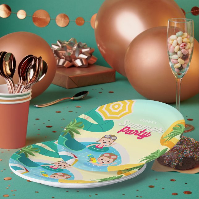 Retro-Tauchgang in den 5. Geburtstag Pappteller (Multi)
