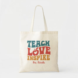 Retro Teach Liebe Inspirier Teachers day Gift Tragetasche