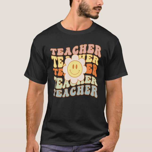 Retro Teacher Daisy Colorful Elementary School Cut T-Shirt (Vorderseite)