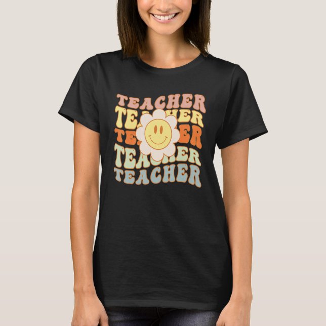 Retro Teacher Daisy Colorful Elementary School Cut T-Shirt (Vorderseite)