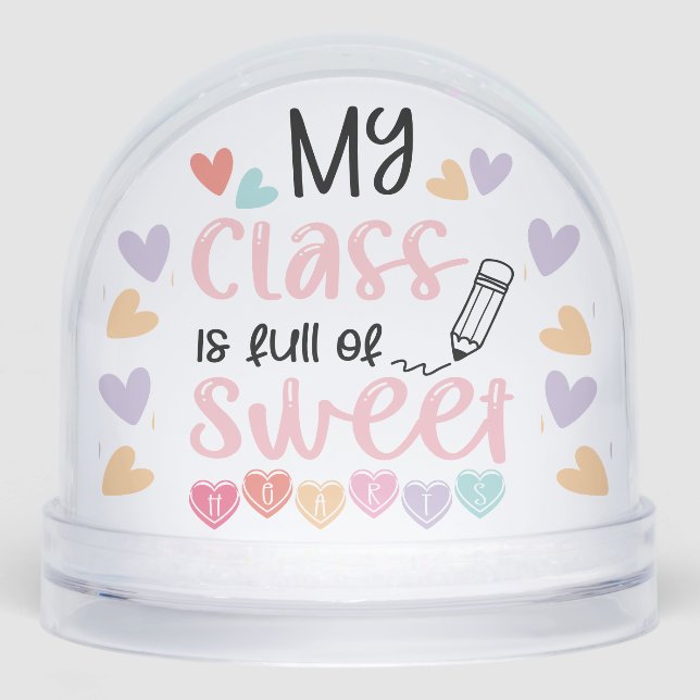 Retro Teacher in Heart Cute Quote Appreciation  Schneekugeln (Vorderseite)