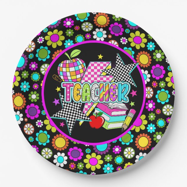 Retro Teacher  Paper Plate Pappteller (Vorderseite)